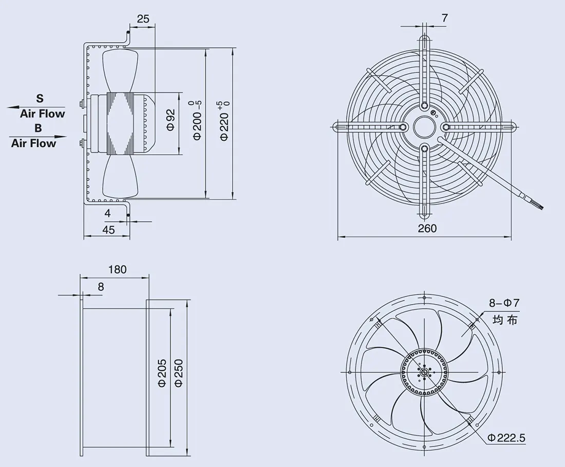 ابعاد فن زیلابگ FTP 4E-200S